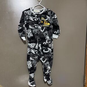 Construction Theme Kids Footed Onesie